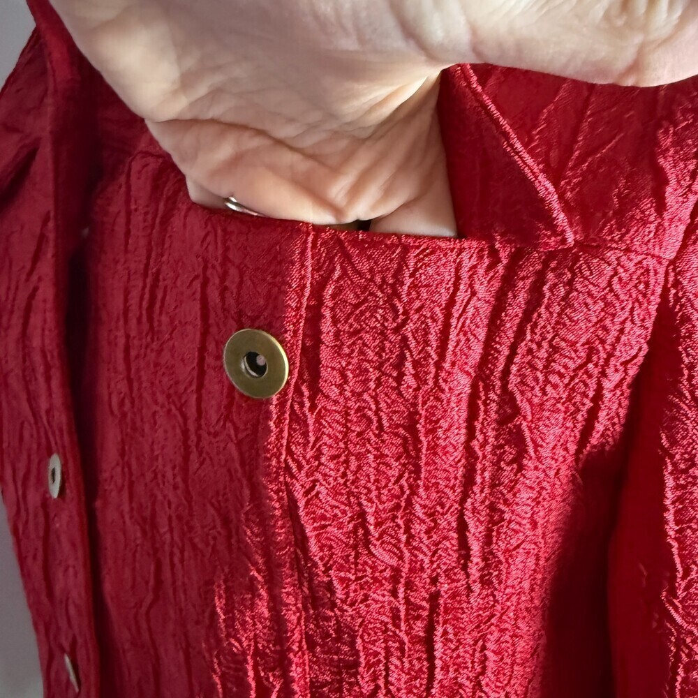 N Touch Vintage Red Crinkled Texture Women's Jacket, Sz 10, Pockets Y2K Business - Picture 9 of 16